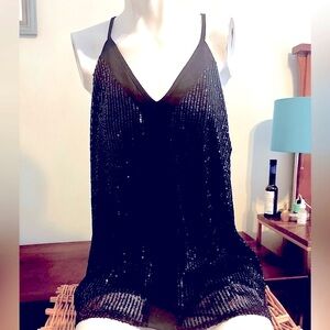 A Classy Boutique Black Sequin Tank Top